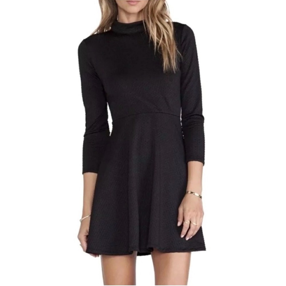 Free People Black Long-Sleeve Mini Dress